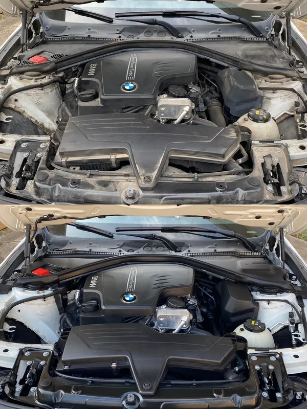 Detailed Audi A4 engine bay with clean components