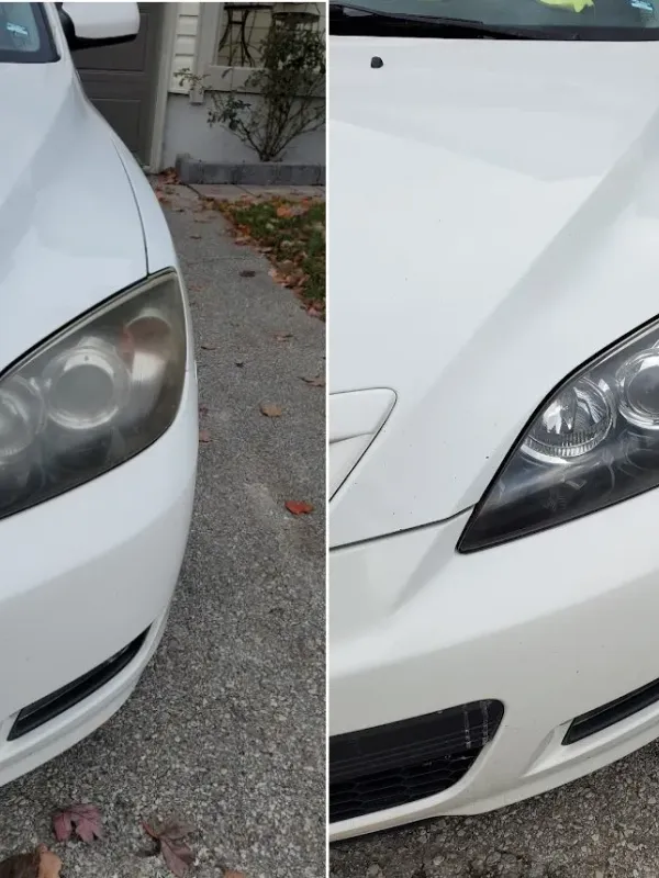 Restored Toyota Mark X headlights after oxidation removal